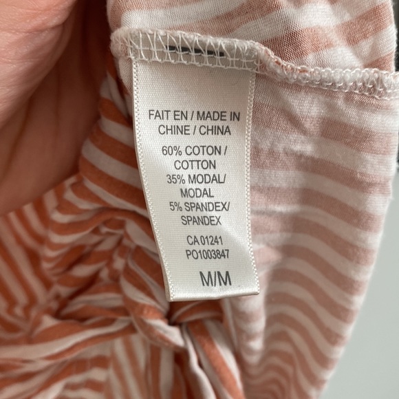 🌿3 for $25🌿 TWIK Pink and White Striped Tie Front Cropped Tee - Picture 3 of 7